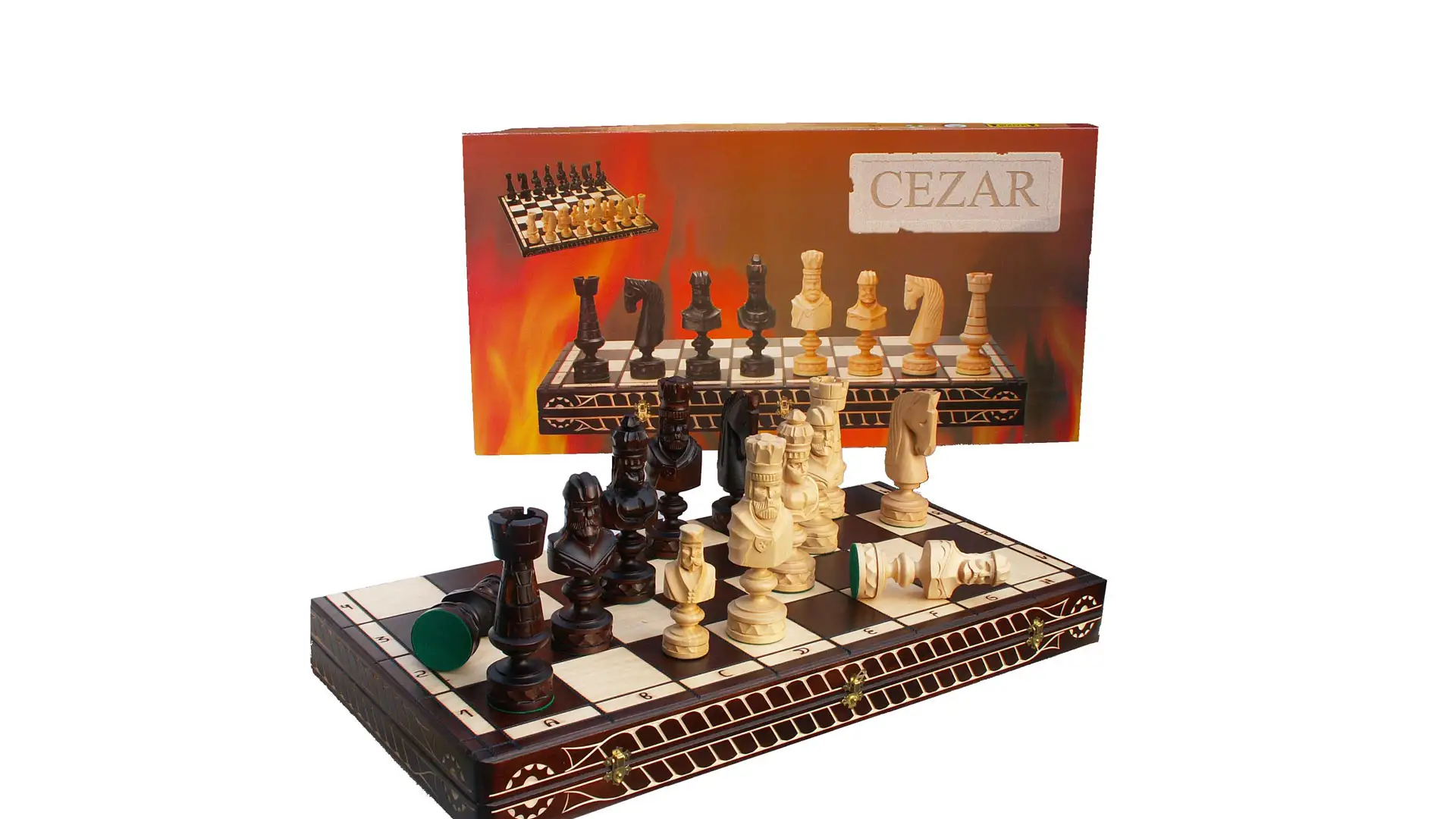 Juego de ajedrez César de madera ornamentada